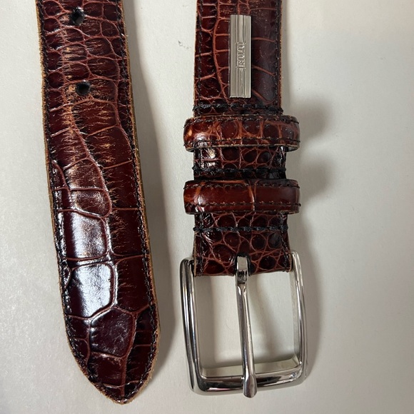Polo Ralph Lauren Men’s Croc Embossed Leather  Brown Belt 36 - Picture 3 of 9